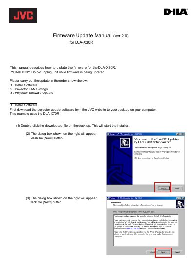 JVC DLA-X 30R Projector Firmware Update Manual - cover page