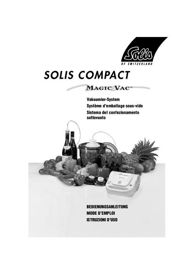 SOLIS COMPACT Vacuum Packaging System User Manual - cover page