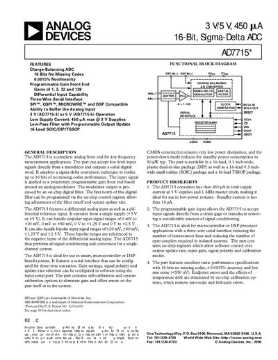 Analog Devices AD7715 Datasheet - cover page