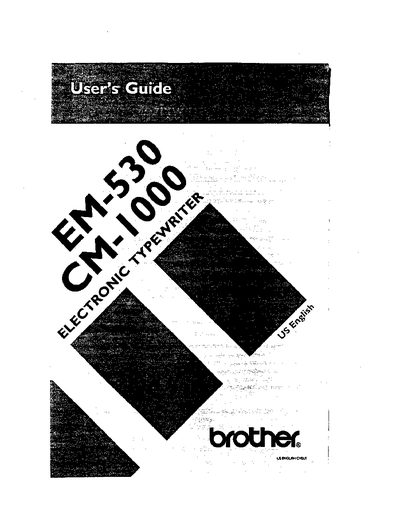 Brother EM-530/CM-1000 Typewriter User Manual - cover page