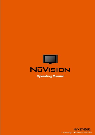 NOVISION NVX37HDU2 LCD Monitor User Manual - cover page
