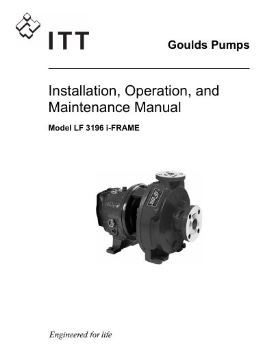 Goulds Pumps LF 3196 i-FRAME Installation Operation and Maintenance Manual - cover page