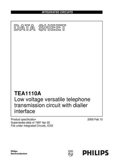 Philips TEA1110A Datasheet - cover page