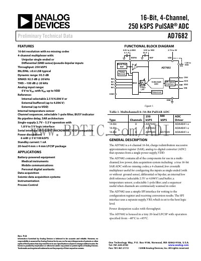 Analog Devices AD7682 Datasheet - cover page