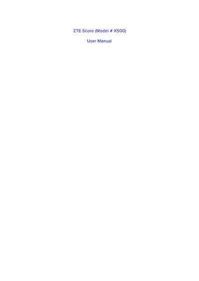ZTE X500 Phone User Manual - cover page