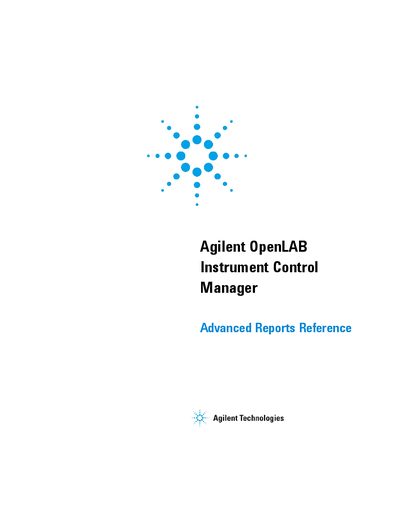 Agilent OpenLAB ICM Advanced Reports Reference 3.3.2 - cover page