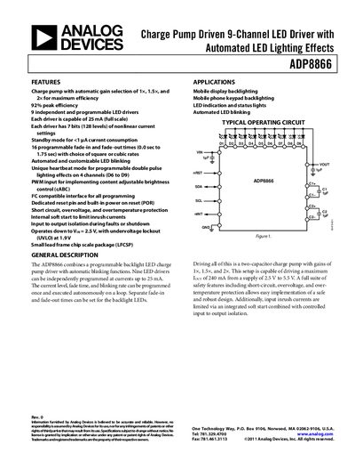 Analog Devices ADP8866 LED Driver Datasheet - cover page