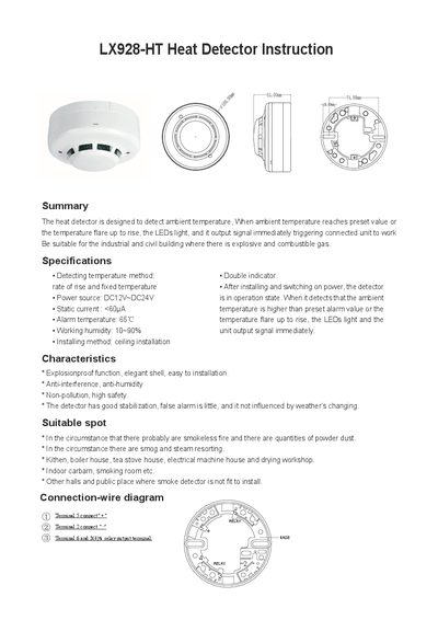 LX928-HT Heat Detector Instruction Manual - cover page
