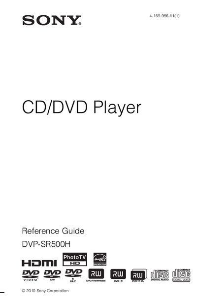 Sony DVP-SR500H CD/DVD Player User Guide - cover page