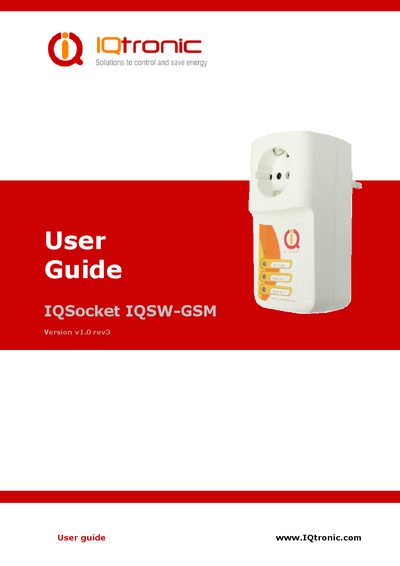 IQtronic IQSW-GSM Intelligent Power Socket User Guide - cover page