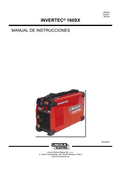 Lincoln Electric 160SX Welding Power Source User Manual