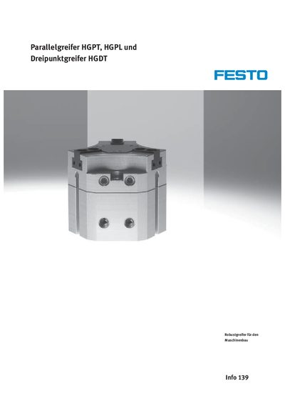 Festo HGPT, HGPL, HGDT Parallel Grippers and Triple-Point Gripper Product Leaflet