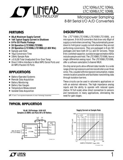 Linear Technology LTC1096/LTC1096L Datasheet - cover page
