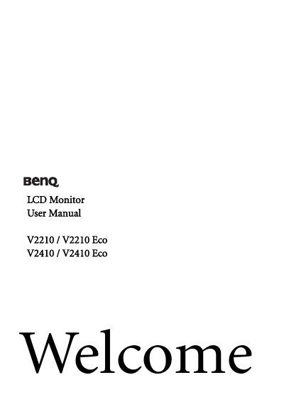 BenQ V2210/V2210 Eco/V2410/V2410 Eco User Manual - cover page
