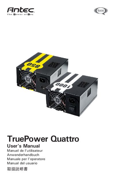Antec TruePower Quattro TPQ-850 Power Supply User Manual - cover page