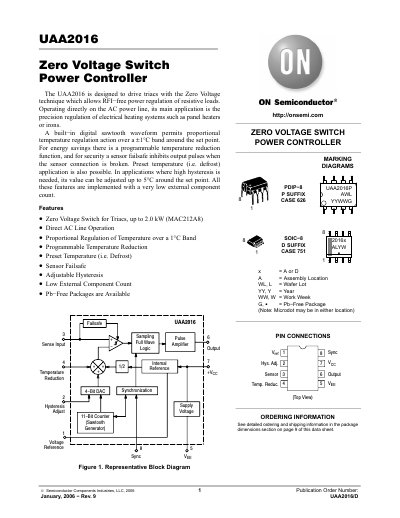 ON Semiconductor UAA2016 Zero Voltage Switch Power Controller Handbook - cover page