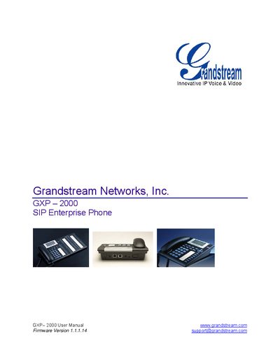 Grandstream GXP-2000 SIP Enterprise Phone User Manual - cover page