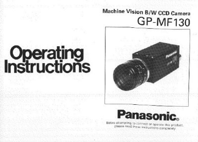 Panasonic GP-MF130 Machine Vision B/W CCD Camera Operation Instructions - cover page