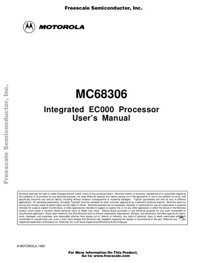 Motorola MC68306 EC000 Processor User Manual - cover page