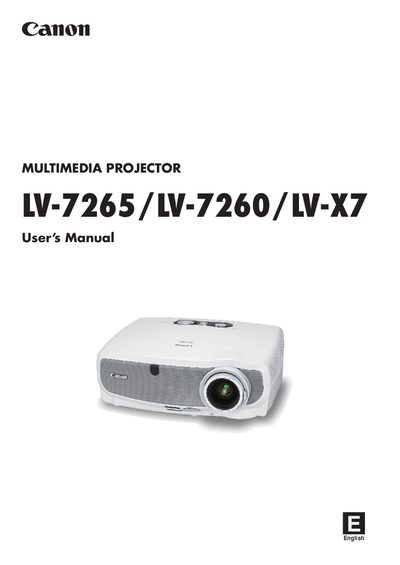 Canon LV-7265/LV-7260/LV-X7 User Manual - cover page