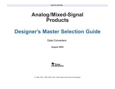 Texas Instruments Eighth Edition Analog/Mixed-Signal Products Designer’s Master Selection Guide - cover page