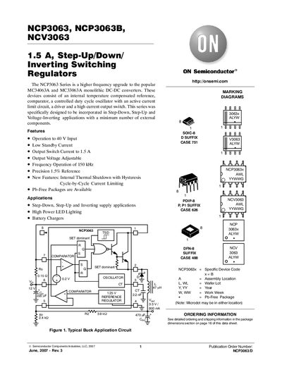 ON SEMICONDUCTOR NCP3063 NCP3063B NCV3063 handbook - cover page