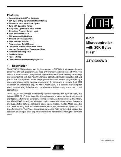 Atmel AT89C55WD Datasheet