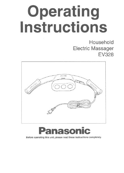 Panasonic EV328 Household Electric Massager Operating Instructions - cover page