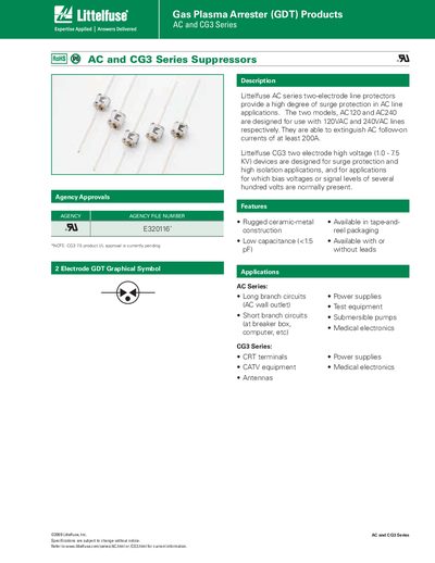 Littelfuse AC and CG3 Series Datasheet - cover page