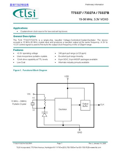 tlsi Silicon Driven T73327/73327A/73327B handbook - cover page