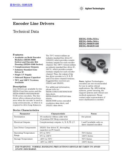 Agilent HEDL-550x/554x Encoder Line Drivers Technical Data