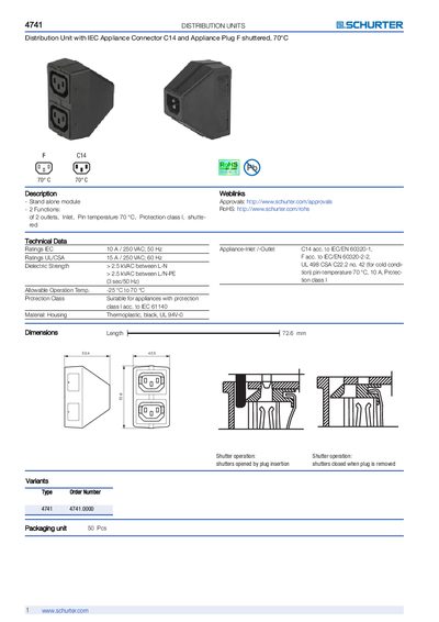 Schurter 4741 Distribution Units Handbook - cover page
