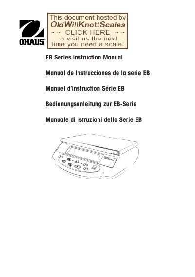 Ohaus EB Series Bench Scale User Manual - cover page