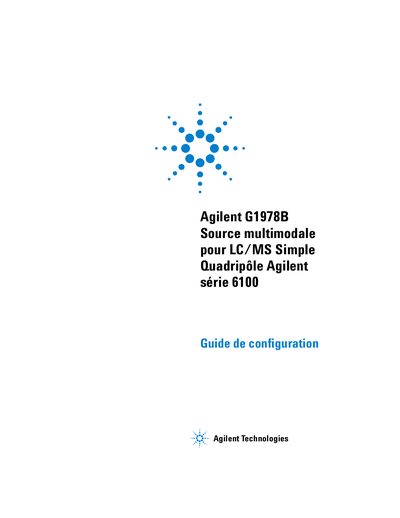 Agilent G1978B Multimode Source for LC/MS Simple Quadrupole Series 6100 Configuration Guide - cover page