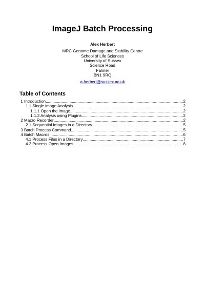 ImageJ Batch Processing Guide - cover page