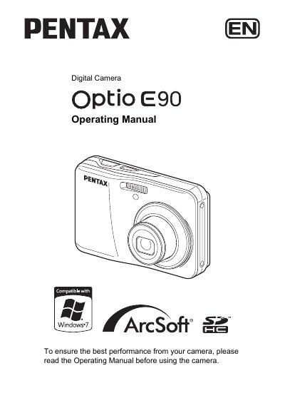 Pentax Optio E90 Digital Camera Operating Manual - cover page