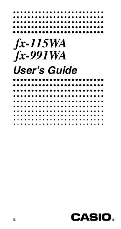 Casio fx-991WA/115WA Scientific Calculator User's Guide - cover page