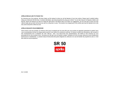Aprilia SR 50 USA-CDN User Manual