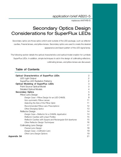 Lumileds SuperFlux LEDs Secondary Optics Design Considerations Application Note - cover page