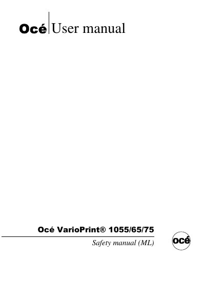 Océ VarioPrint 1055/65/75 Safety Manual - cover page