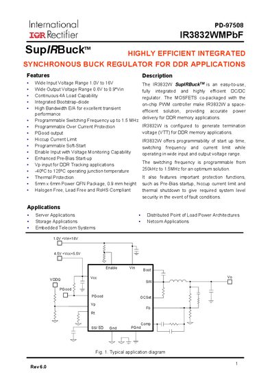 International Rectifier IR3832WMPbF Buck Regulator Datasheet - cover page