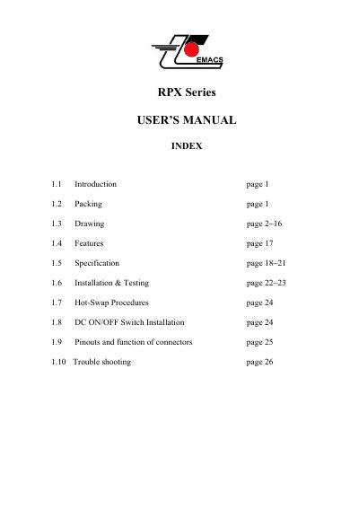 Zippy RPX Series Redundant Switching Power System User's Manual - cover page