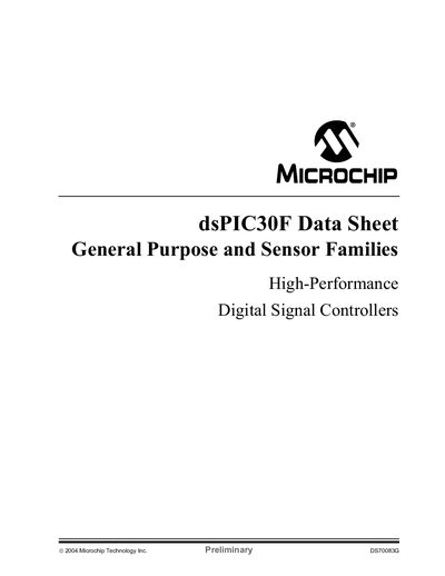 Microchip Technology dsPIC30F Digital Signal Controller Datasheet - cover page