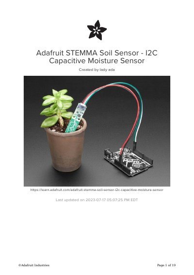 Adafruit STEMMA Soil Sensor User Guide - cover page