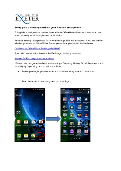 University of Exeter Office365 Email Setup Guide for Android