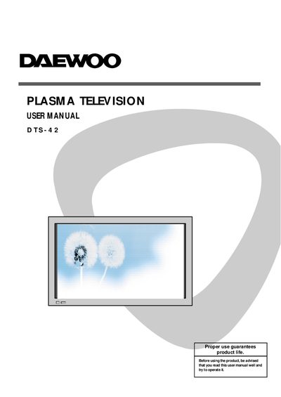 Daewoo DTS-42 Plasma Television User Manual - cover page