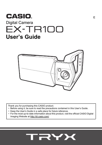 Casio EX-TR100 Digital Camera User's Guide - cover page