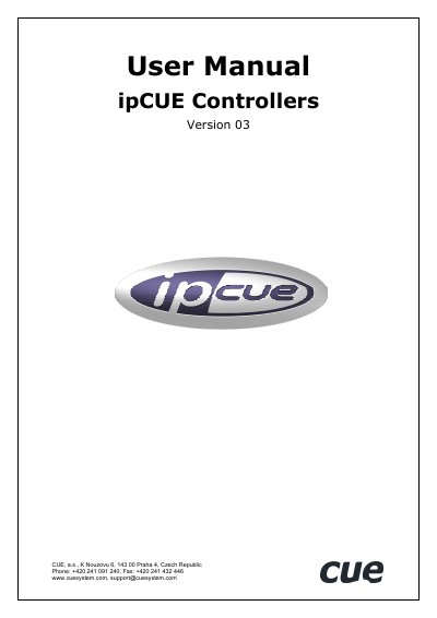 CUE ipCUE Controllers User Manual - cover page