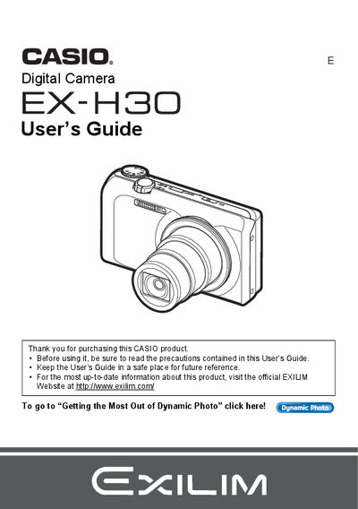 CASIO EX-H30 digital camera user manual - cover page