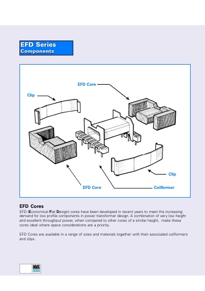 EFD EFD 15/20/25 Power Transformer Cores Datasheet - cover page